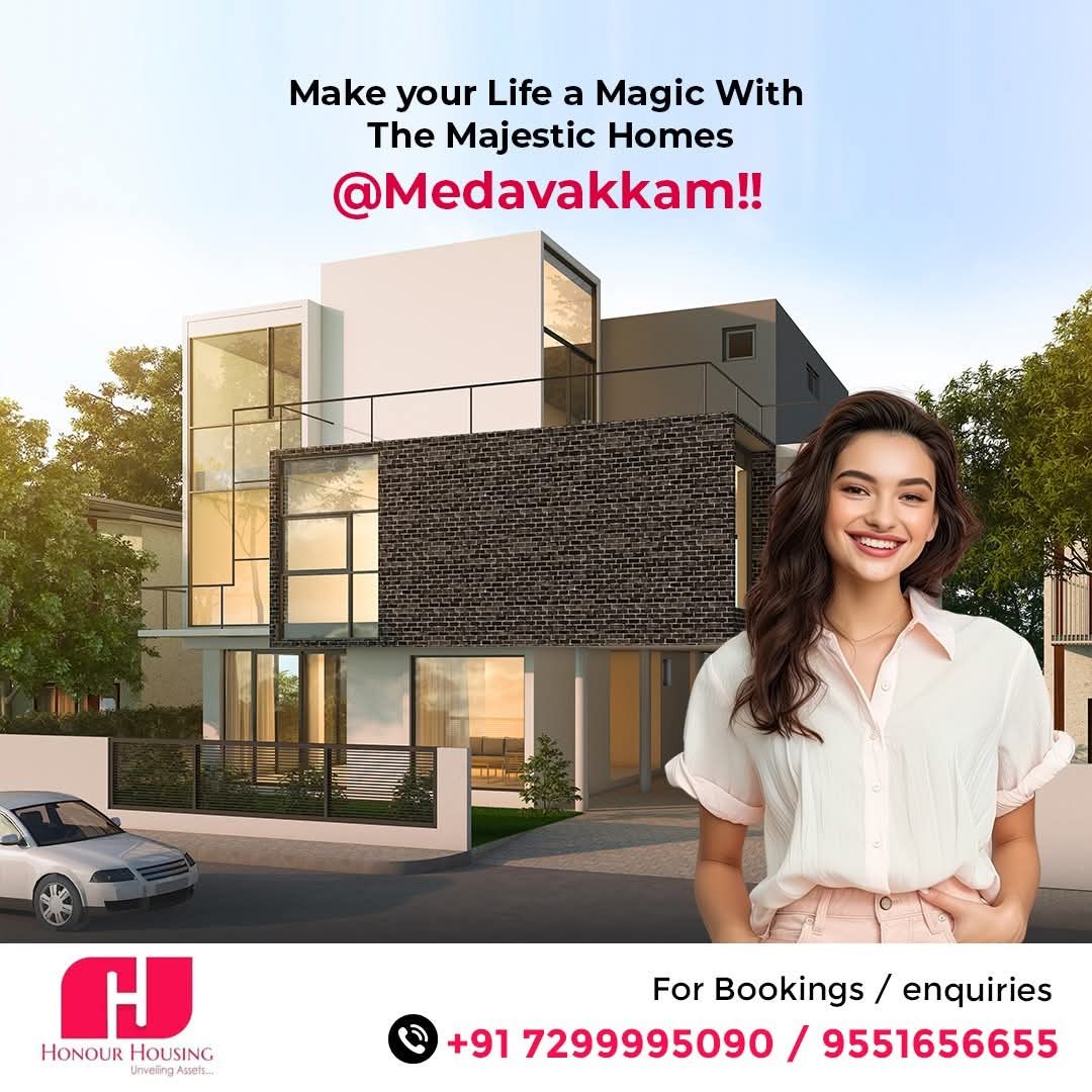 Medavakkam Apartments - 2 & 3 BHK Premium Homes Honour Housing Premium 2 & 3 BHK apartments in Medavakkam Chennai by Honour Housing modern residential project